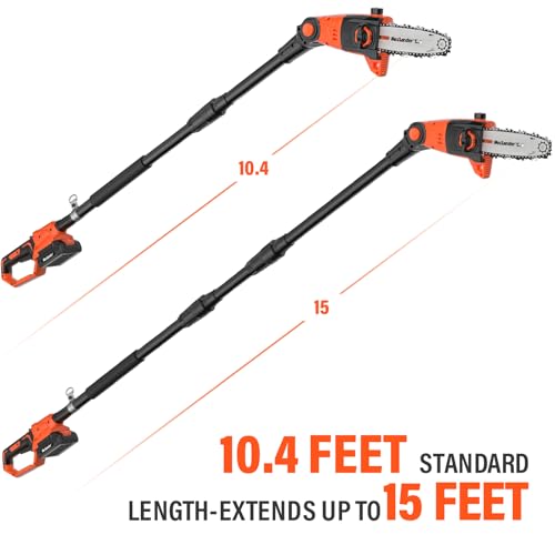 Maxlander Pole Saw 8-Inch Cordless Pole Saws For Tree Trimming And 18-Inch Pole Hedge Trimmer 2-In-1, 15-Feet Max Reach, 16Ft/S Speed, Auto Oiling Pole Chainsaw With 20V 2.0Ah Battery & Charger thumb #7