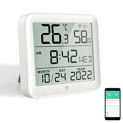 Wifi Thermometer Hygrometer: Smart Temperature Humidity Sensor With App Notification Alert, 3.75In Large Backlight Screen, Free Data Storage Export, Remote Temperature Monitor Compatible With Alexa #TOP8