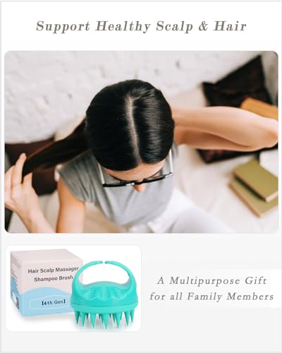 Image of FREATECH Hair Scalp Massager Shampoo Brush with Long & Soft Silicone Bristles for Scalp Care, Gentle Scrub to Exfoliate, Intensive Massage to Relax The Head, Dandruff Removal and Hair Growth, Green