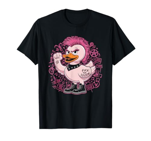Punk Tshirt Women Mujeres Duck Rock Ducker Anarchy Punker Camiseta