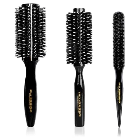 Sally Hershberger Styling Brush Trio - Premium, Salon Tested Teasing Brush, Large and Medium Round Brushes - Teasing, Edge Control Dual-Ended Brush - Volumizing, Smoothing Barrel Hair Brushes - 3 pc Cover