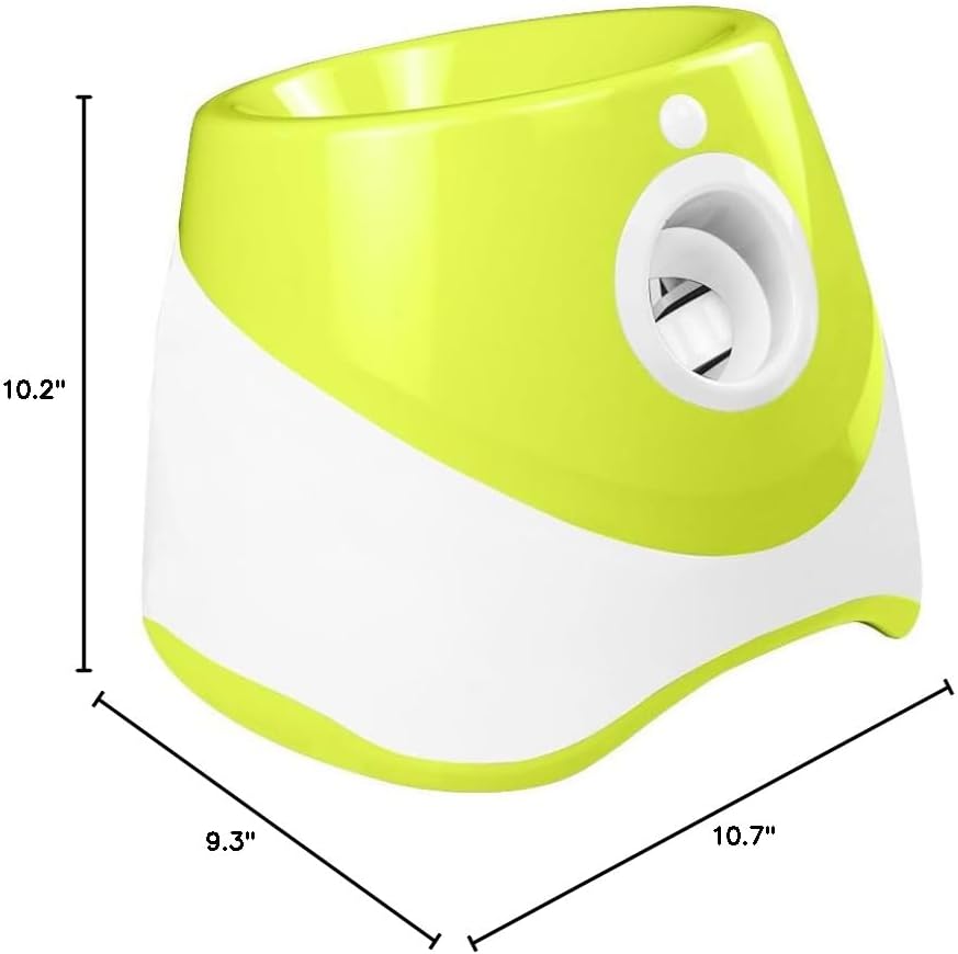 Dog Ball Launcher, Dog Automatic Ball Thrower, Equipped with 9 Tennis Balls, Interactive Dog Toy pet Ball Indoor Outdoor Ball Thrower (Grass Green)