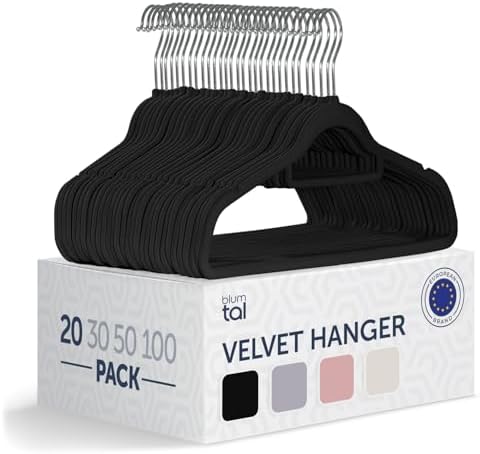 50 Grucce Appendiabiti In Velluto Nero - Antiscivolo, Girevoli