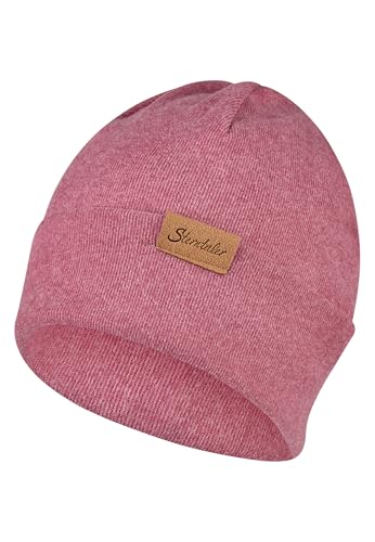 Sterntaler Beanie aus feiner Strickware - Zeitlose Unisex Mütze mit Umschlag - Verschiedene Tragevarianten - bequem und elastisch - beerenrosa, Größe 49