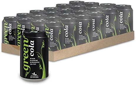 Green Cola Cans 24 Pack, No Sugar Soft Drink, 0 Calories, No Aspartame, Natural Caffeine, 100% Taste - Bulk Pack of 24 Cans x 330 ml