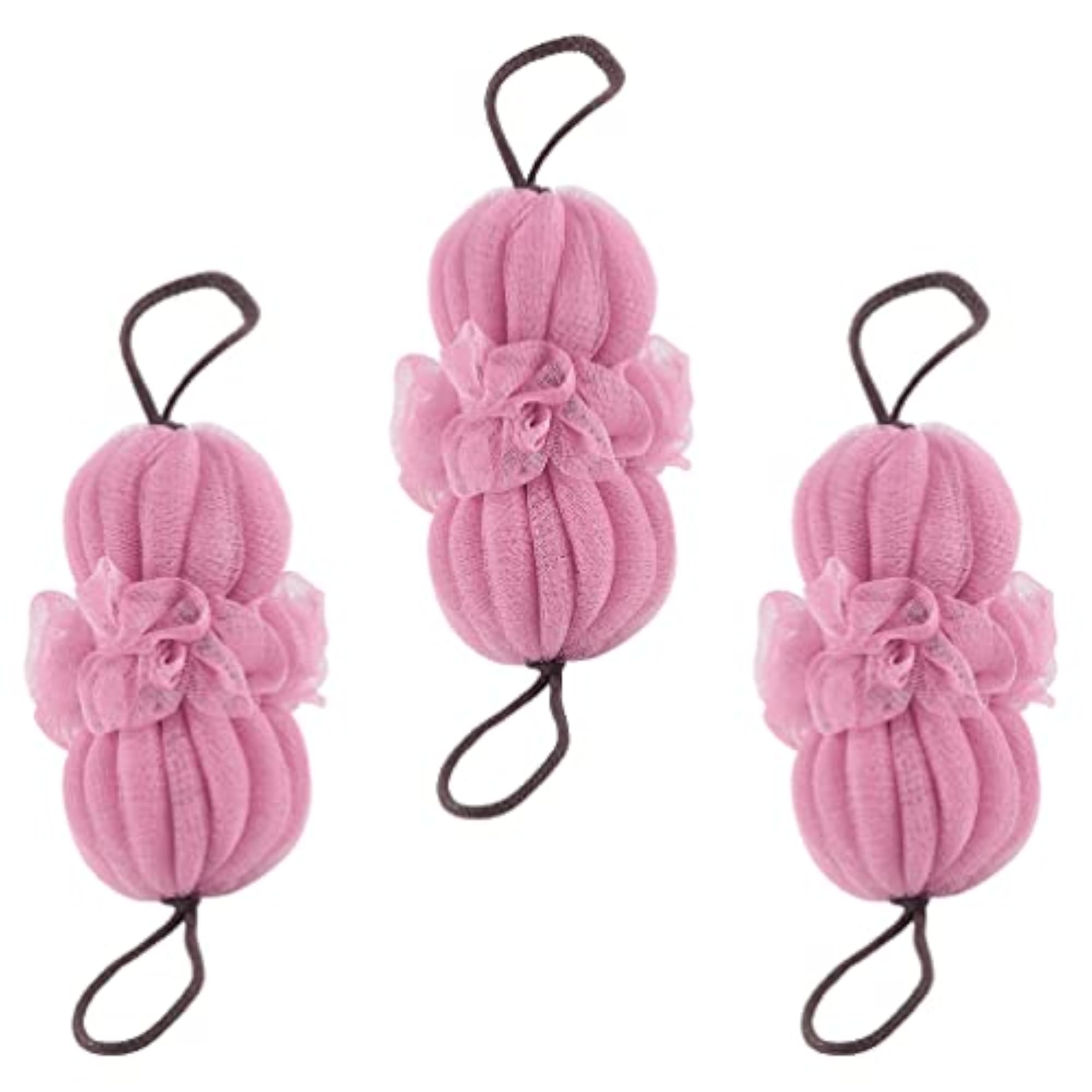 3Pcs Shower Loofahs Balls Pouf Body Scrubber for Bathing