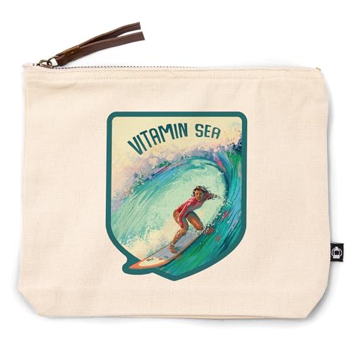Lantern Press Vitamin Sea, Surfer Girl, 100% Cotton Zipper Pouch, Travel Accessory, Go Bag