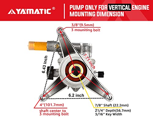 Yamatic 2923VB 7/8 Inch Shaft Vertical Pressure Washer Pump 3000 Psi @ 2.5 Gpm Replacement Pump thumb #2