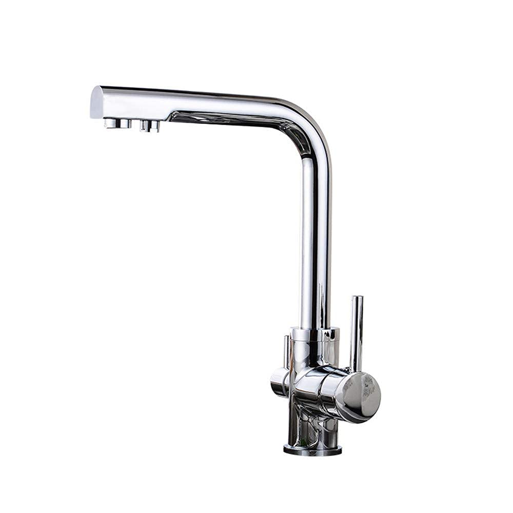 Robinet de cuisine à eau pure mélangeur 3 canaux en cuivre rotatif avec filtre