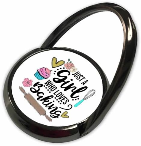3dRose Just a Girl who Loves Baking Positive Text and Colorful Art Gift Phone Ring image 5