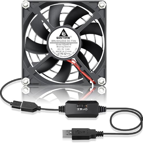 GDSTIME USB Connector 80mm x 80mm x 15mm DC 5V Power 3 Inch Brushless Cooling Fan