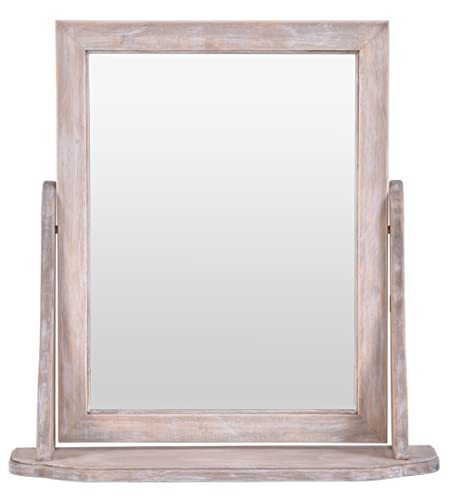 Innova Editions Bella Dressing Table Mirror - Driftwood - 46x47cm - Wooden Tabletop Mirror, 47L x 46W cm