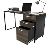 Modern Design Milano Office Computer Desk with 3 Locking Drawers, 48 Inch Grey and Black Industrial Wood Desk with Filing Drawer and Storage by Crafts and Comfort