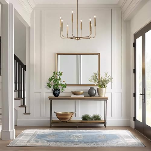 LOG BARN 27'' Aged Brass Chandelier, 8-Light Modern Antique Gold Dining Room Chandelier Over Table, Farmhouse Candlestick Chandeliers Hanging Light Fixture for Dining Room Living Room Bedrooms Foyer by LOG BARN - Image 2