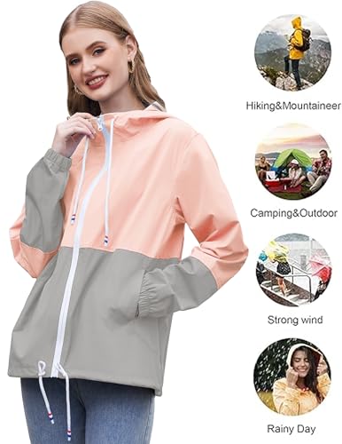SoTeer Women's Waterproof Raincoat Outdoor Hooded Rain Jacket Windbreaker S-XXXL4