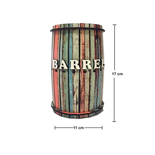 Pratik Dekor Barrel Piggy Bank Cash Coin Box Handmade Wooden Barrel Safe Money Bank Old Wood #TOP2
