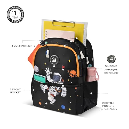 Image of Gear Floating Astronaut Backpack 15 inch /20L Small Water Resistant School Bag /Casual Backpack /Daypack /Kids Bag for Boys /Girls (Black-Yellow)