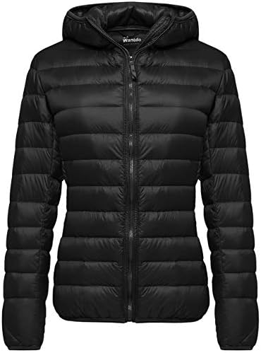 Wantdo Women's Ultra Light Down Jacket Winter Packable Warm Coat Black Medium