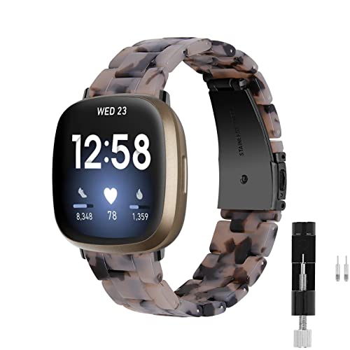 Kabbba �����r���v�o���h Fitbit Versa 4/Sense 2/Versa 3/Sense 1�Ή� �y�� ���߉\ �t�@�b�V�����u���X���b�g ���X�g�o���h �����p �j�����p �X�e�����X���^���o�b�N���t��, 7.8 inches, �X�e�����X�|