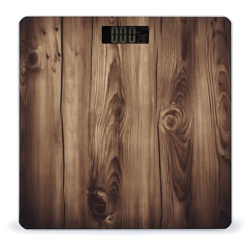 Báscula digital de baño con diseño madera y alta precisión