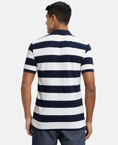 Image of Jockey US93 Men Super Combed Cotton Rich Striped Polo T-Shirt