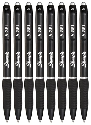 Sharpie S-Gel Pens | Fine Point 0.5mm | Black Ink | Pack of 8 | Retractable Gel Pens | Comfort Grip - Image 2