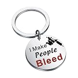 AKTAP Tattoo Lover Keychain - Tattooer Jewelry Body Art Modification Gift for Artists I Make People Bleed