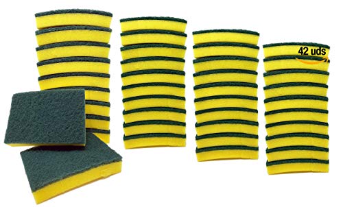 Alanos Profesional 42 Estropajos de Fibra Verde y Esponja Suave de tamaño XXL.