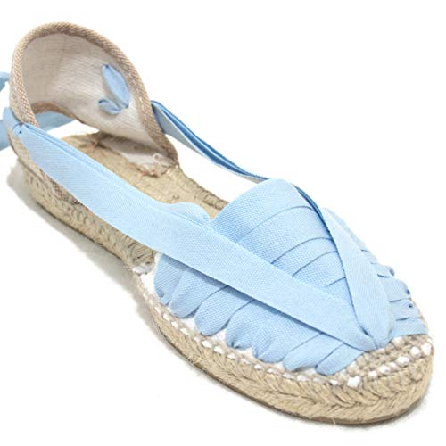 Alpargatas Espardenyes Diseño Siete Vetas en Colores Azul Claro Cover