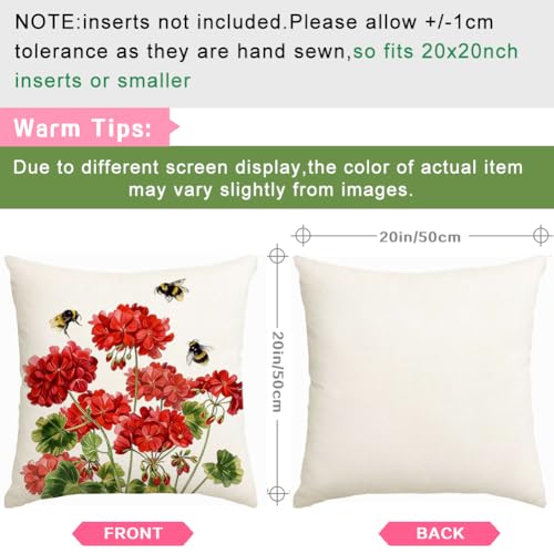 RABUSOFA Spring Summer Pillow Cover 20x20 Waterproof Outdoor Geranium Decor by RABUSOFA - Used condition - Image 4