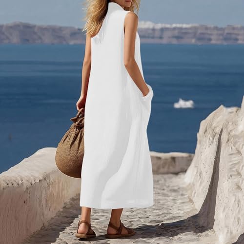 Robe longue lin coton à poches pour silhouette fluide et légère - 3