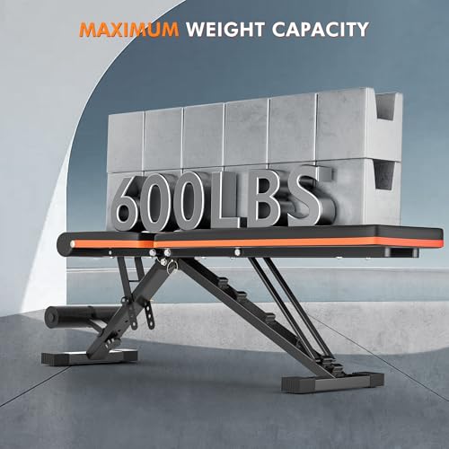 Weight Bench Workout Bench Adjustable Weight Bench Incline bench for Home Gym Full Body Workout with 6 Backrests 600 LBS Weight Capacity Fast Folding Compact Storage