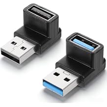 salbsever USB 90 Degree Adapter, 90 Degree USB 3.2 Adapter, Right Angle USB-Type-A Male to Female Connector Extender for PC Laptop Mouse Keyboard Charger, 2 Pack