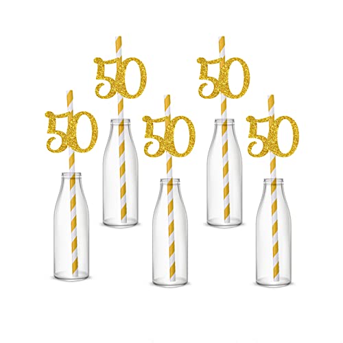 Decoración de pitillos papel oro 7.7 pulgadas set 24 miniatura 1