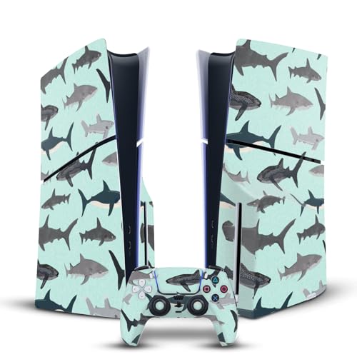 Autocollant Vinyle PS5 Slim Andrea Lauren Requins Sticker Console PlayStation 5 Disc