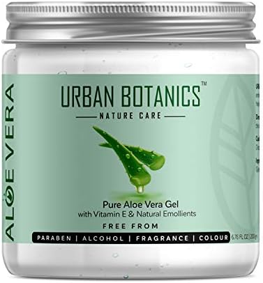 UrbanBotanics® Pure Aloe Vera Skin/Hair & Face Gel With Vitamin E & Natural Emollients (Paraben Free), 200g