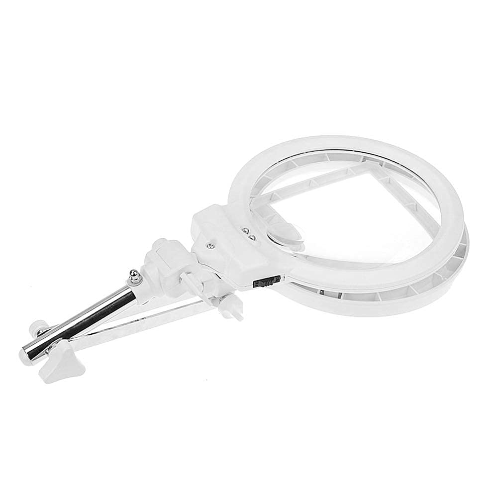 2,5-fach/5-fach vergrößernde, Faltbare 2-in-1-Tischlupe mit LED-Beleuchtung und Ständer zum Lesen, Beobachten und Basteln – freihändig nutzbar, beleuchtete Handlupe