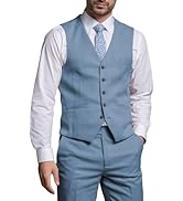 HANBANGWEI Mens 2 Piece Suit Slim Fit Formal Groomsmen Vest Pants Suit Set Wedding Single-Breaste...