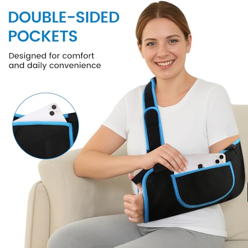 Image of Arm Sling Shoulder Immobilizer for Men & Women, Rotator Cuff Support Brace | Adjustable Strap, Fit Left or Right, Comfortable Medical Sling for Elbow Wrist Injury, Forearm Fracture, Surgery Recovery, L