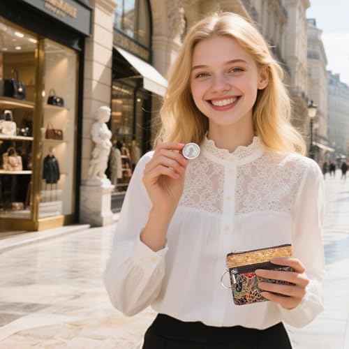 Eco-friendly Natural Cork Coin Purse, Boshiho Mini Coin Change Wallet Credit Card Holder Zipper Pouch Vegan Wallet with Key Ring Keychain3