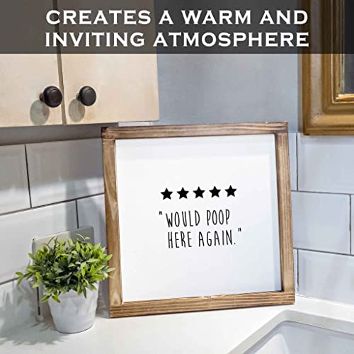 Five Stars Would Poop Here Again Bathroom Sign 12X12 Inch, Farmhouse Bathroom Wall Decor, Funny Poop Sign For The Bathroom Decor Wall Art, 5 Stars Would Poop Here Again Sign Funny Bathroom Wall Art #TOP3