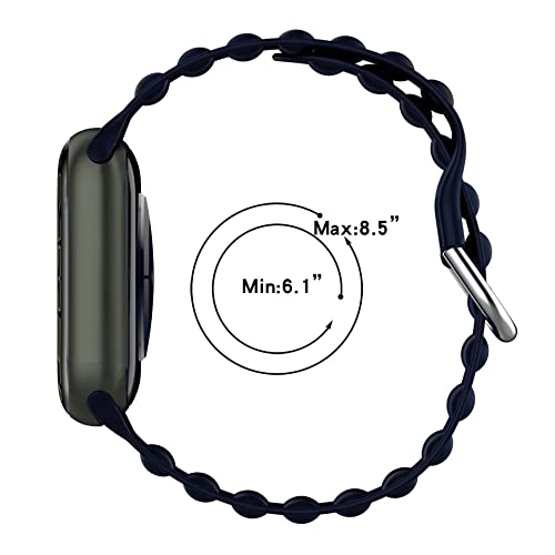 Image of TECHONTO 42mm,44mm & 45mm Tubular & Wavy Design Soft Silicone Smart Watch Strap Compatible for Watch Series SE 8 7 6 5 4 3 2 with Classic Clasp for for Men & Women (Blue)