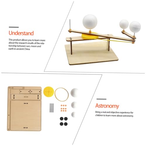KONTONTY Manual Astronomy Model Earth Moon and Sun Orbital Demonstration Educational Wooden Planetarium Model for Science Teaching and Learning - Thumbnail 6