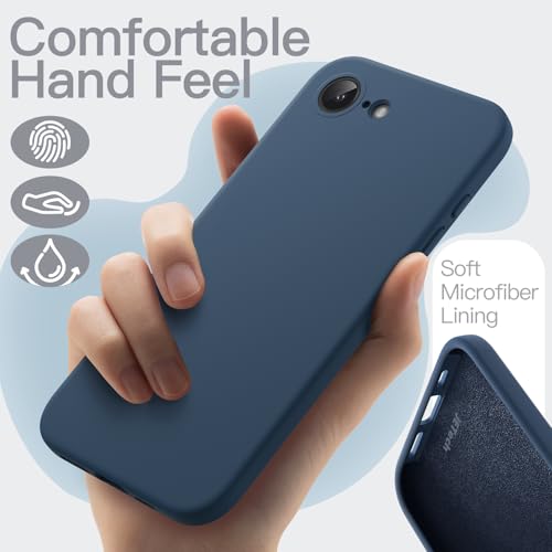 Image of JETech Liquid Silicone Cover Case for iPhone 17e (2026) / iPhone 16e, Silky Soft Touch Full-Body Protective Phone Case, Anti-Scratch Shockproof Cover with Microfiber Lining (Navy Blue)