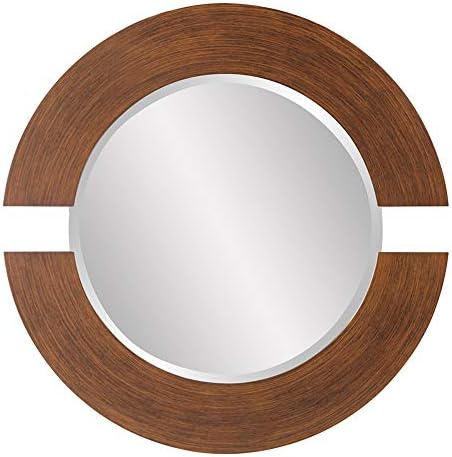 Howard Elliott Collection Beveled Round Orbit Mirror with Wooden ...