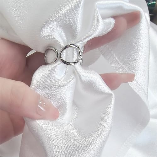 Image of Round Infinity Silk Scarf Ring Brooch for Women Fashion Circle Chain Shawl Scarves Buckle Clip Brooches Band Rings Size 12 Dainty Dress Accessories Jewelry