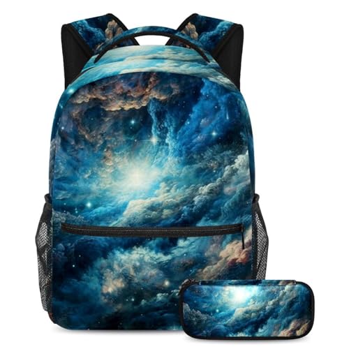 Sac à dos galaxie bleue robuste et cartable de rentrée pour ranger toutes les fournitures