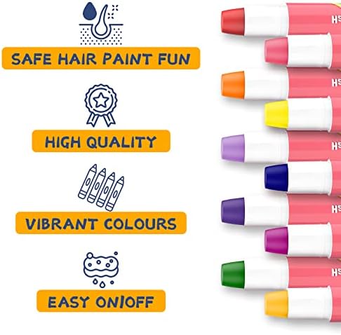 YUHENGLE Hair Chalk, Hair Colorations, 10 Colors Temporary Hair Color Pen for Girls Kids, Colorful Professional Waxy, Hair Color for Halloween Makeup, Birthday Gifts, Carnival, Party, Christmas