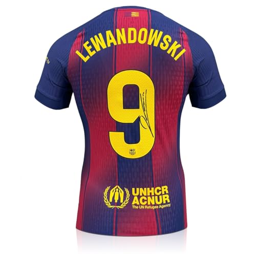 Exclusive Memorabilia Camiseta auténtica del Barcelona firmada por Robert Lewandowski