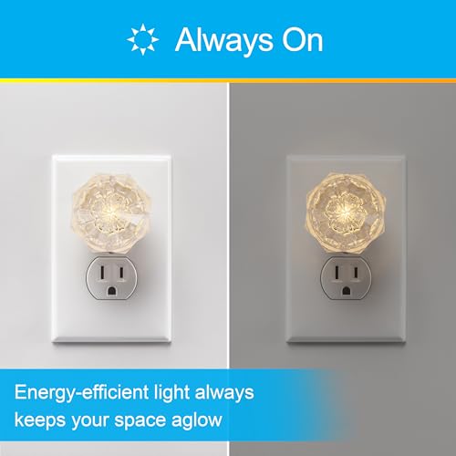 Image of GE Jewel LED Night Light, Plug-in, Always on, Warm White, UL-Certified, Energy Efficient, Ideal Nightlight for Bedroom, Bathroom, Nursery, Hallway, Kitchen, 85094, 4 Pack
